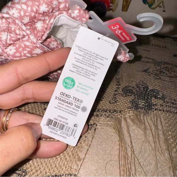 Carter'S NWT! Just One You Baby White/Red Quilted Construction Slippers - Picture 7 of 8